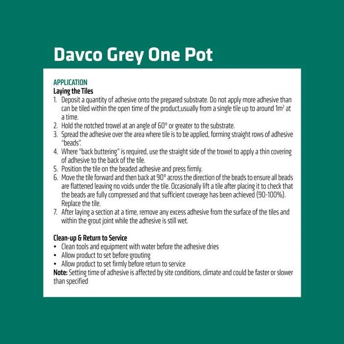 Davco Grey One Pot Premixed Tile Adhesive 1L - Image 3