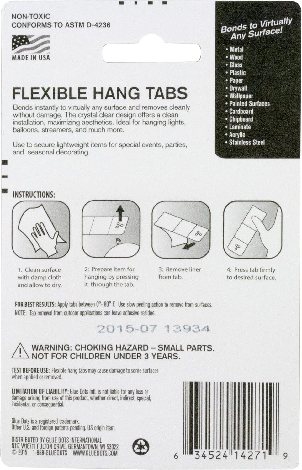 Glue Dots Flexible Hang Tabs - Clear, Removable, Damage-Free Decorating - Image 2