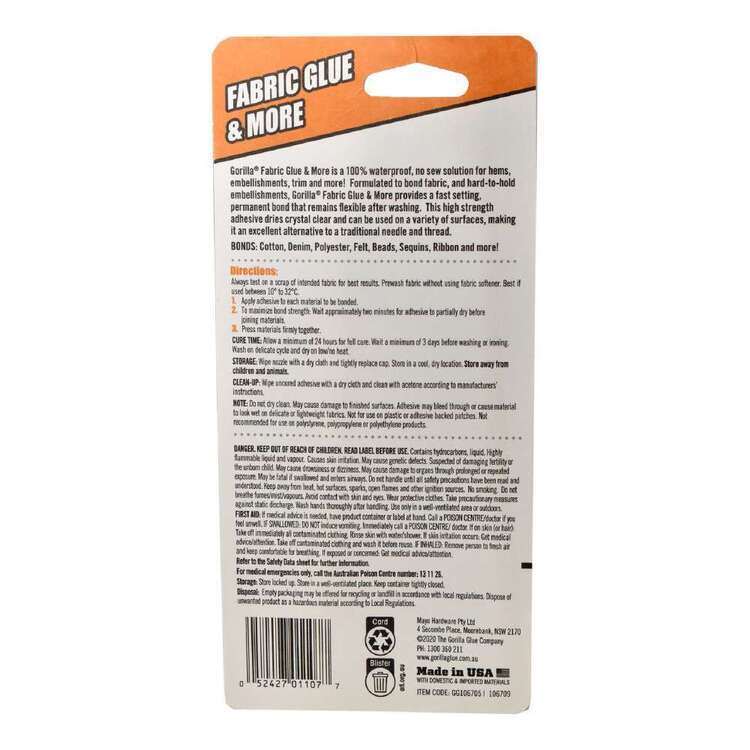 Gorilla Crystal Clear Waterproof Fabric Glue 73ml - Image 2