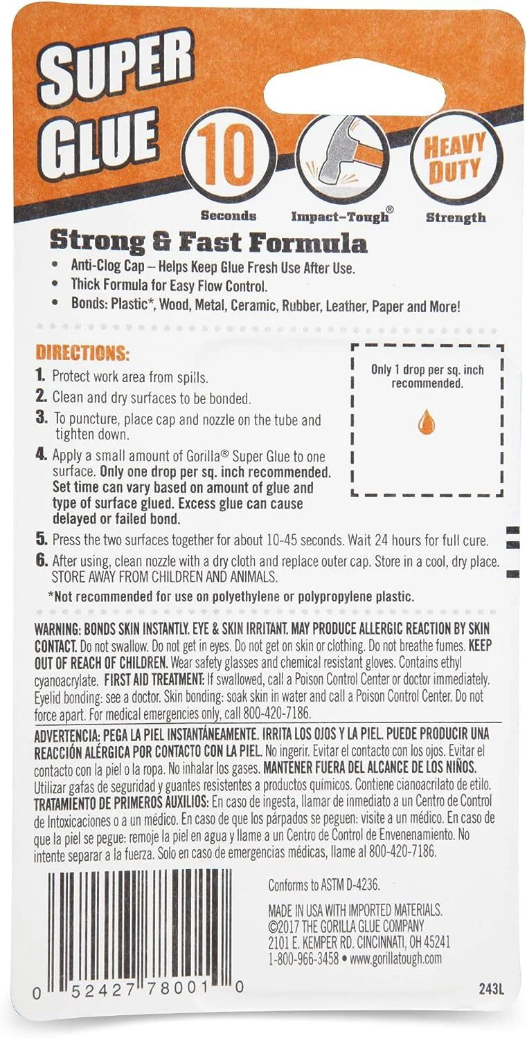 Gorilla Super Glue 10 Seconds Impact Tough 15g - Image 4