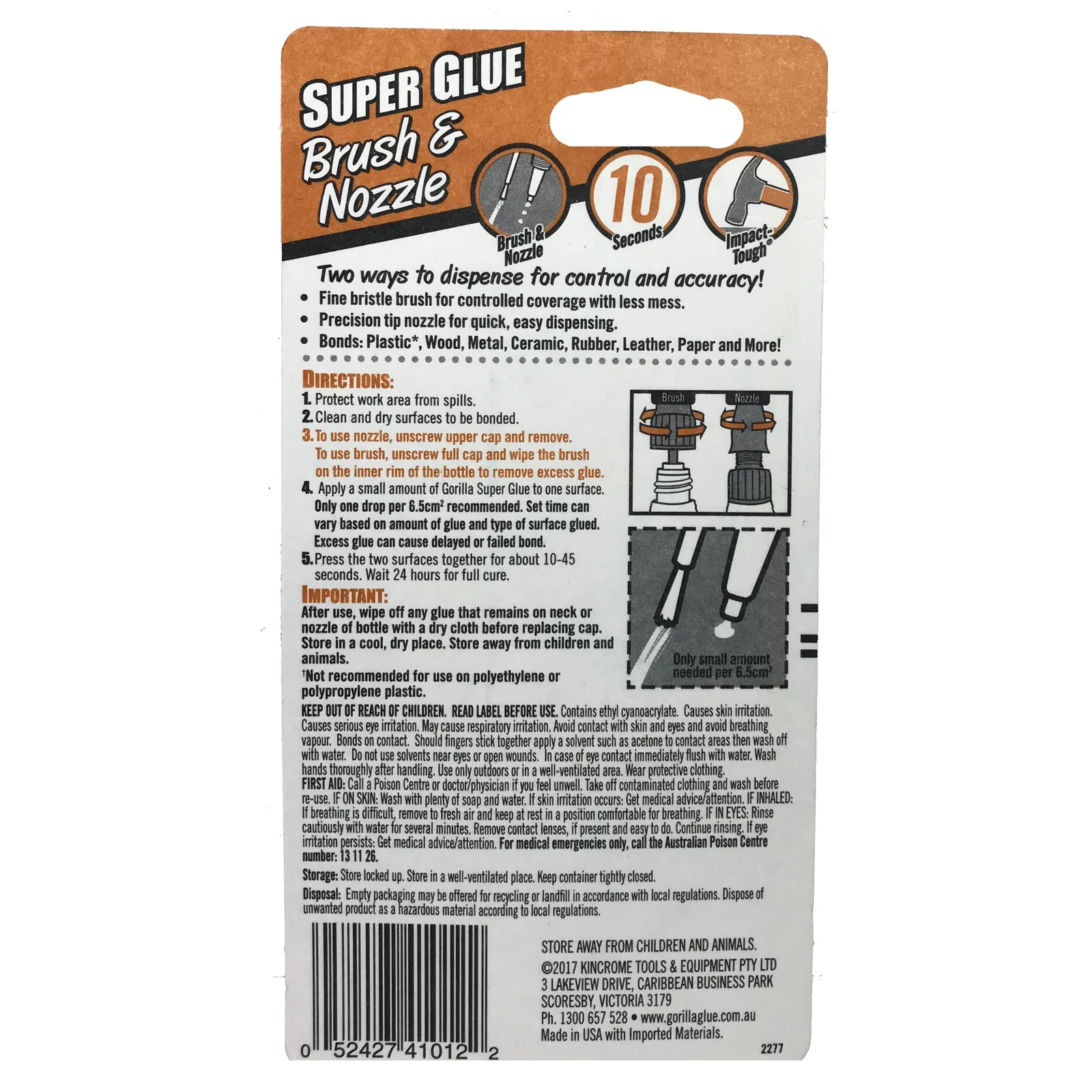 Gorilla Super Glue Brush and Nozzle Dispenser 10 Seconds Set 10g - Image 8