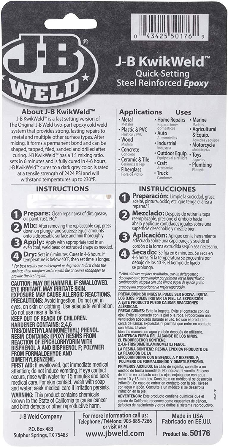JB Weld KwikWeld Steel Reinforced Epoxy Multi Use x 25ml - Image 2