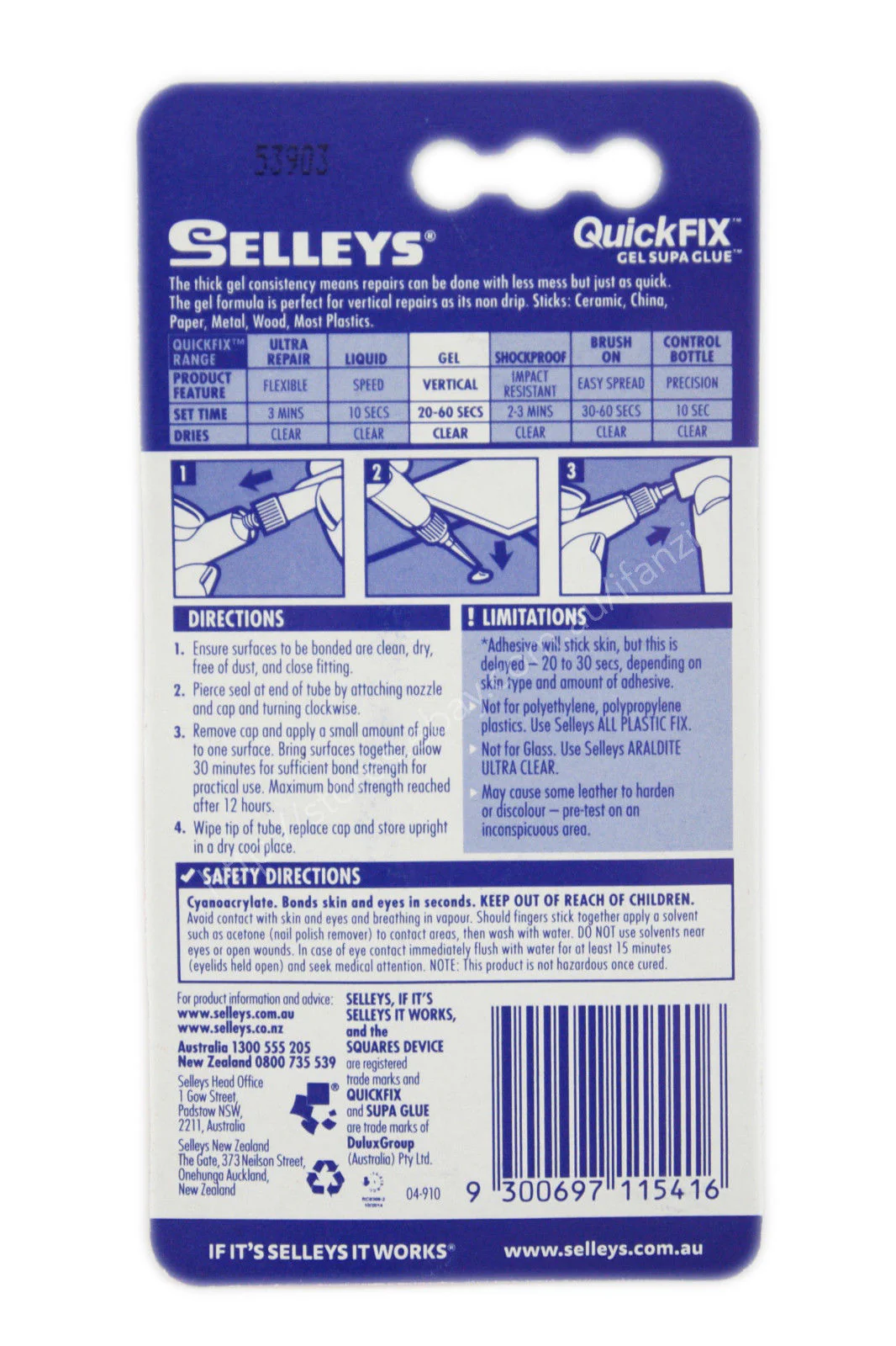 QuickFix Supa Glue Gel No Immediate Finger Bonding - Strong and repositionable 3g - Image 2
