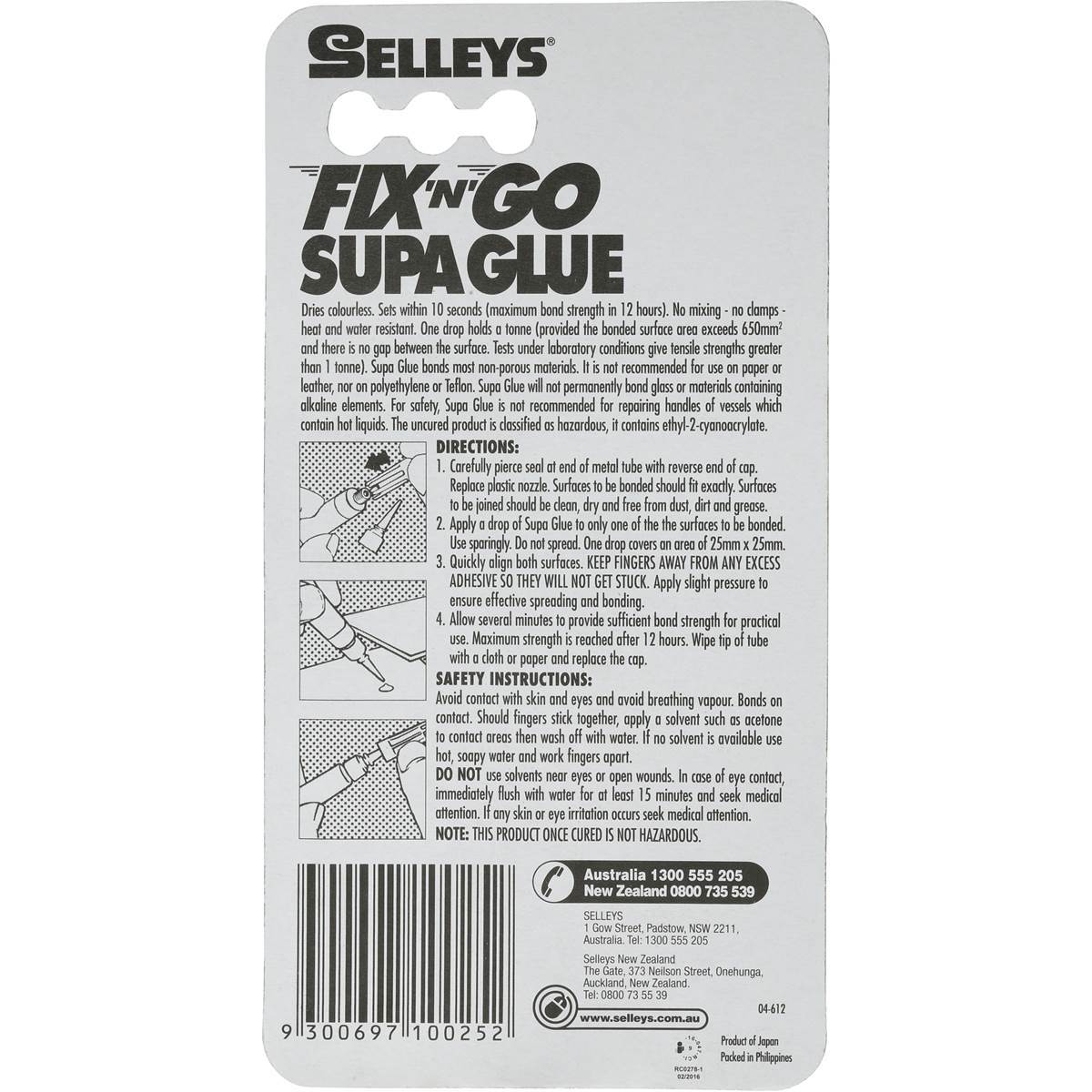 Selleys Fix N Go Supa Glue Sets In 10 Seconds - For Non Pororus Surfaces 3ml - Image 2