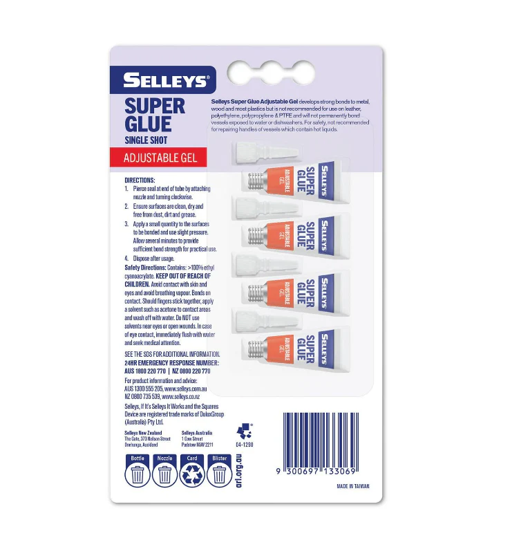 Selleys Super Gel Glue Adjustable 30sec - 4 x 1g - Image 2