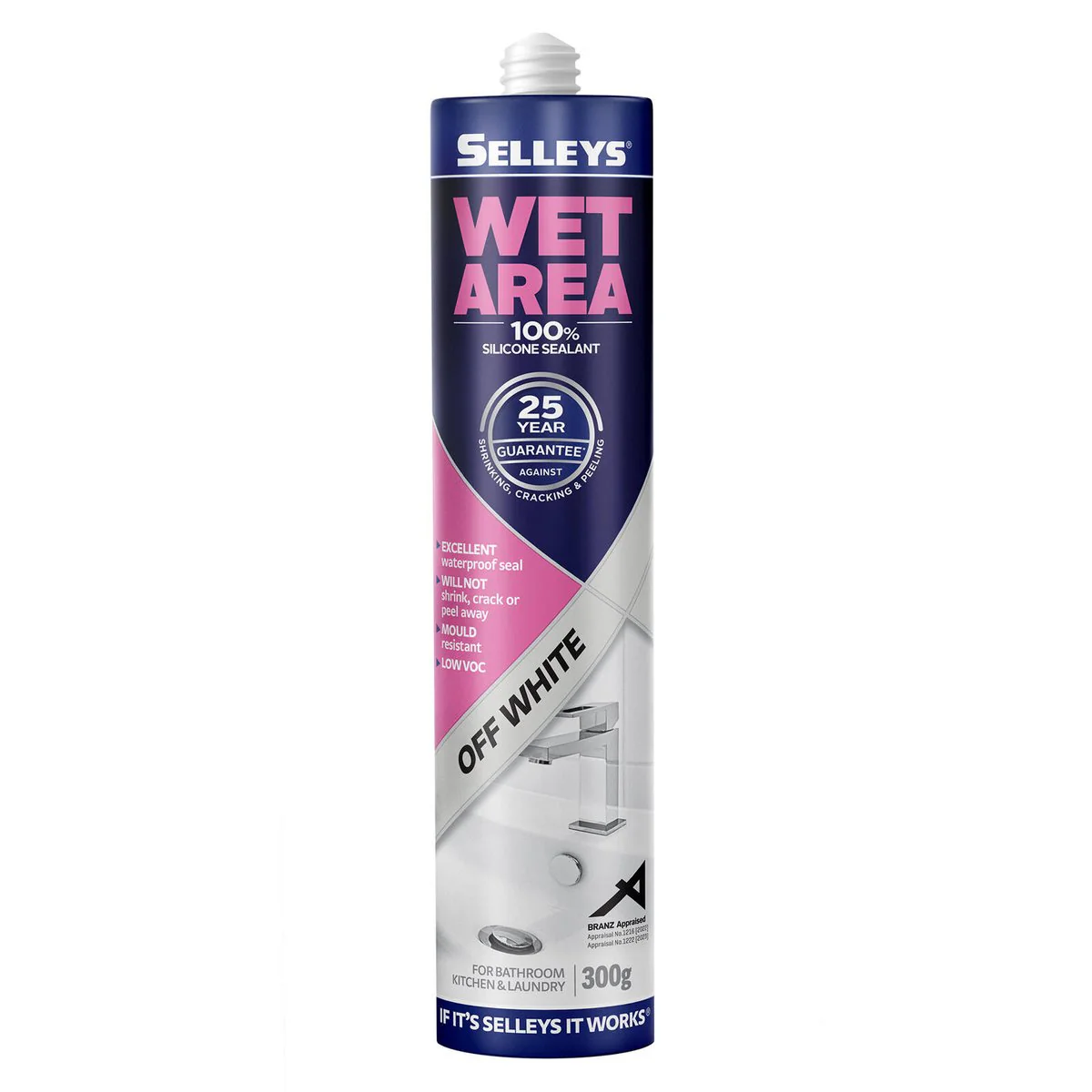 Selleys Wet Area Silicone Sealant Kitchen Bathroom & Laundry 300g - Image 2