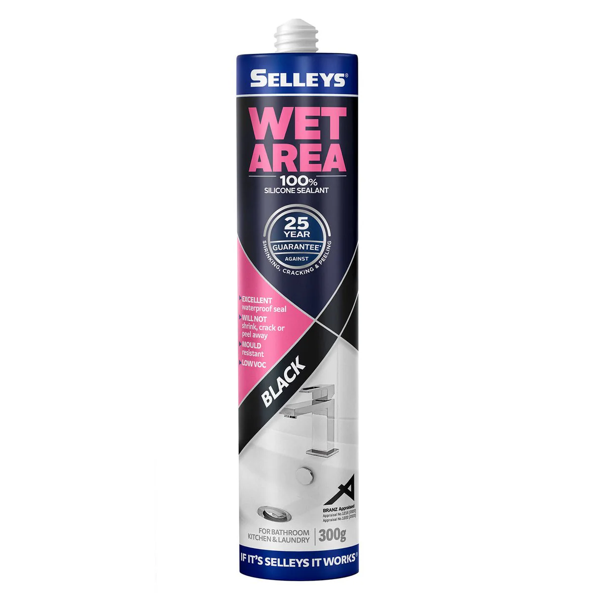 Selleys Wet Area Silicone Sealant Kitchen Bathroom & Laundry 300g - Image 4