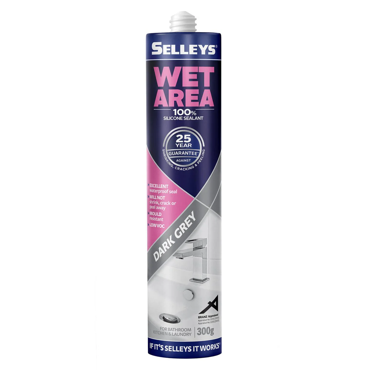 Selleys Wet Area Silicone Sealant Kitchen Bathroom & Laundry 300g - Image 5