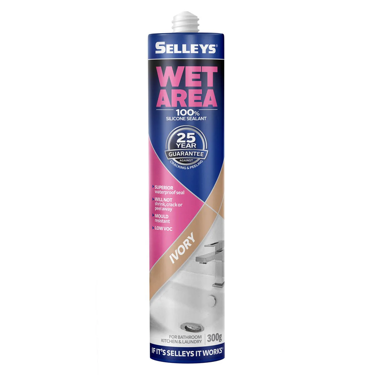 Selleys Wet Area Silicone Sealant Kitchen Bathroom & Laundry 300g - Image 6