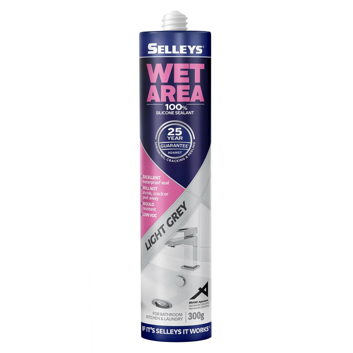 Selleys Wet Area Silicone Sealant Kitchen Bathroom & Laundry 300g - Image 7
