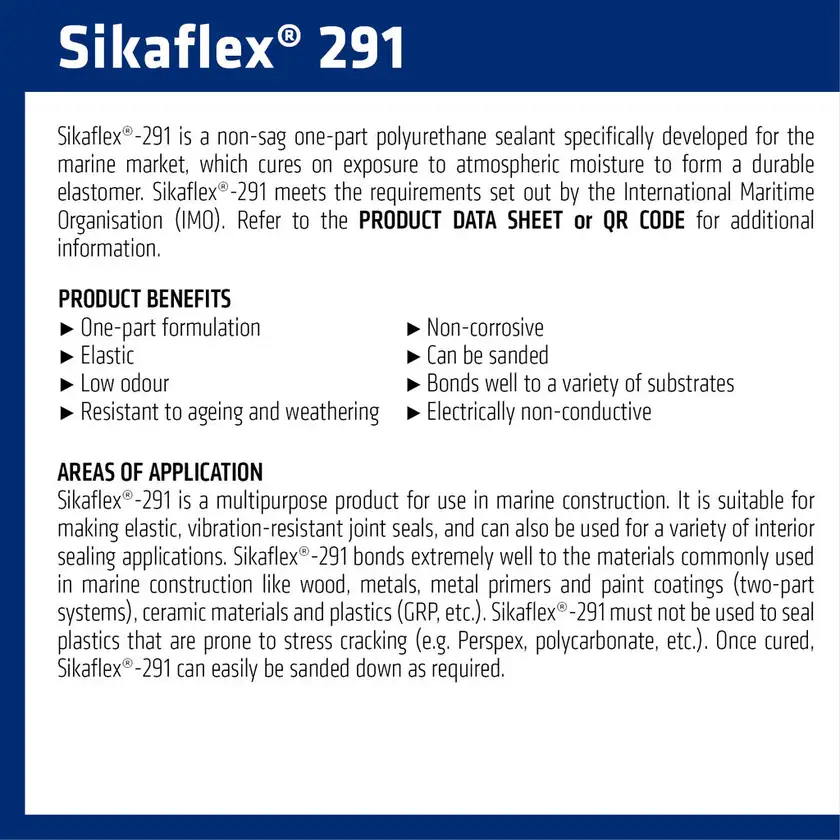 Sikaflex 291 Tube Black Marine-Grade Polyurethane Sealant 150ml - Image 3