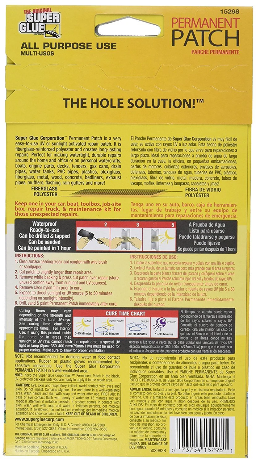 The Original Super Glue Permanent Patch Multi-purpose Fiber Glass Reinforced Polyester waterproof 152cm x 76cm - Image 2