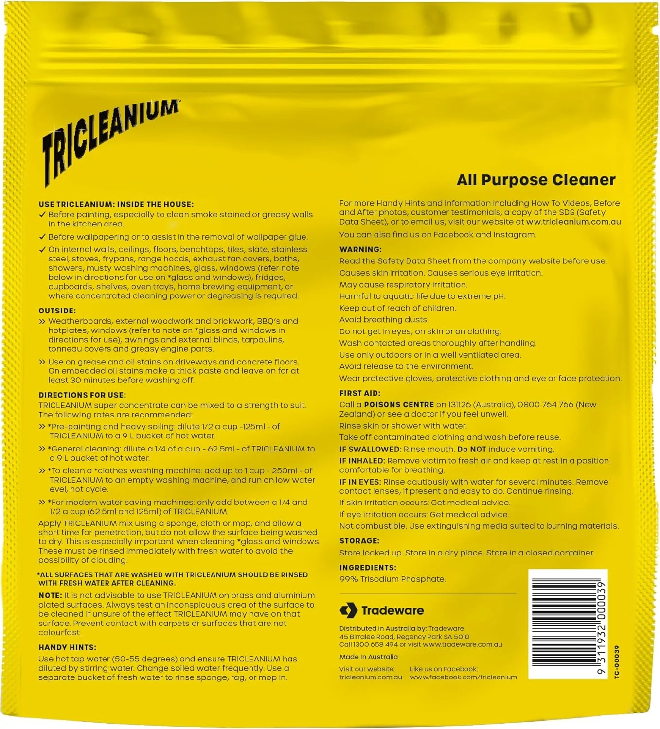 Tricleanium Ultra Concentrated Cleaner Sugar Soap makes 100 Lts 1Kg - Image 2