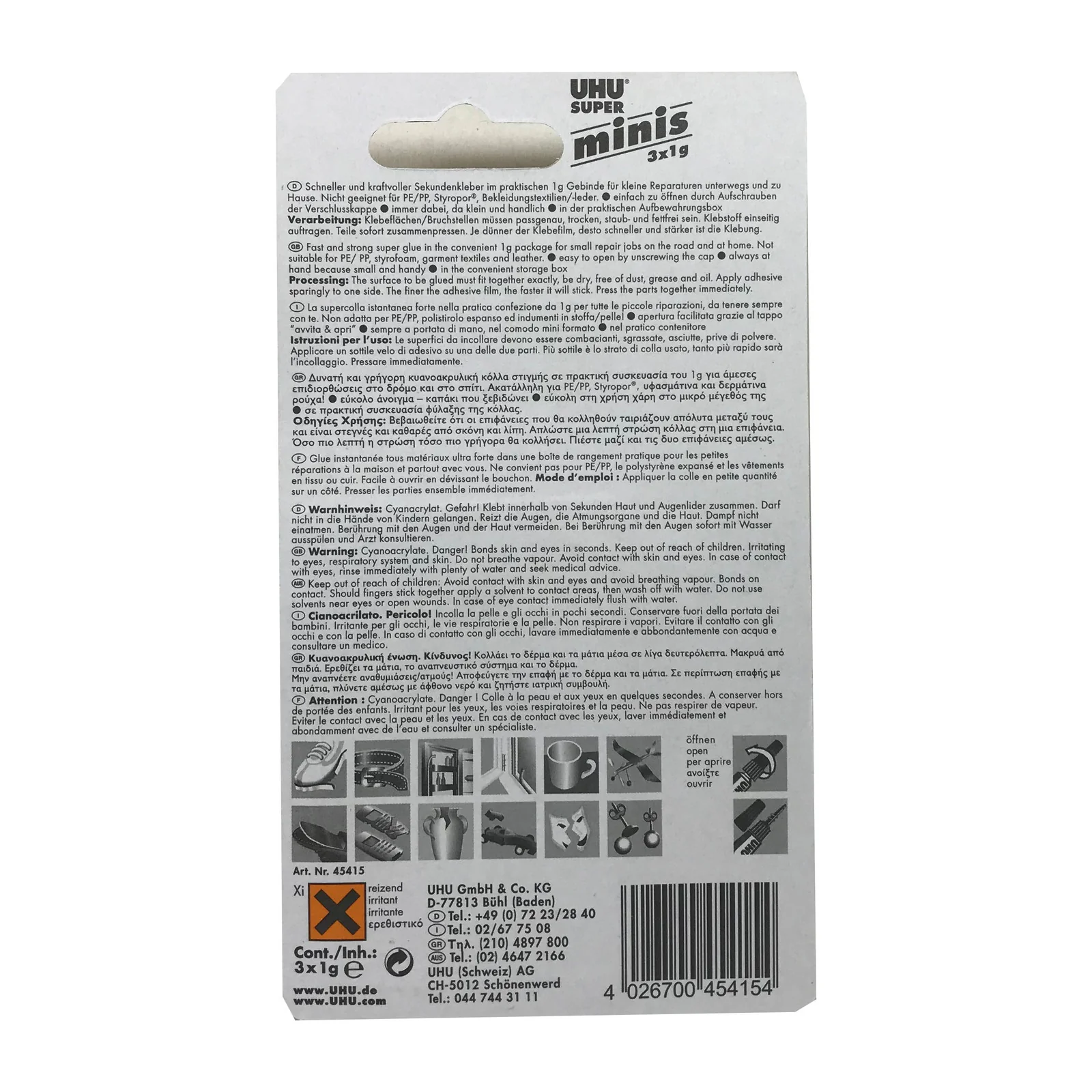 UHU Super Minis 3 x 1g Super Glue Multi-Purpose 3 x 1g - Image 3